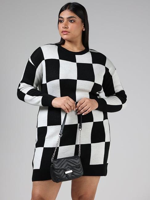 gia by westside black & white checked dress