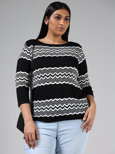 gia by westside black & white chevron striped sweater