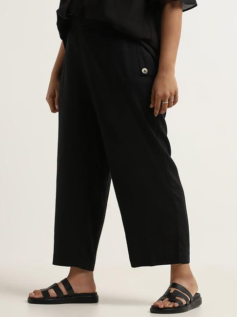 gia by westside black mid-rise straight-fit pants