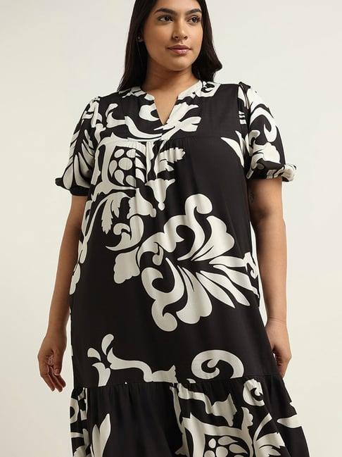 gia by westside black printed tiered dress