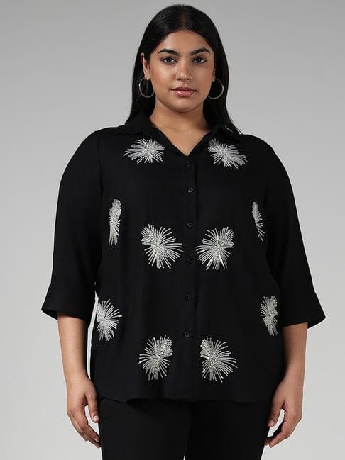 gia by westside black sequined shirt