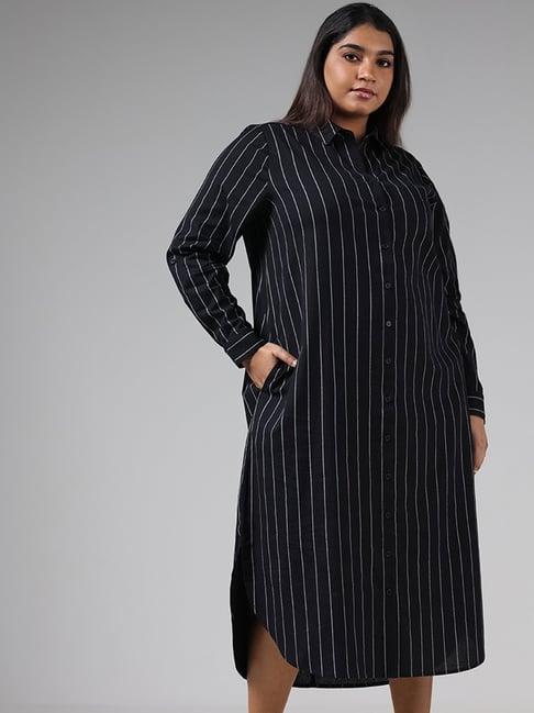 gia by westside black striped shirt dress