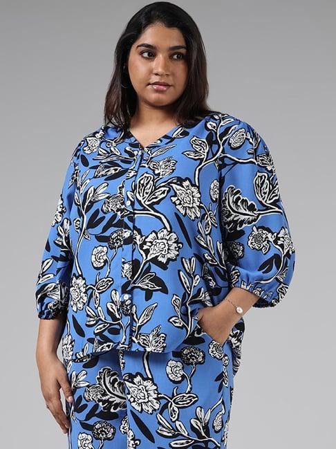 gia by westside blue floral printed shirt