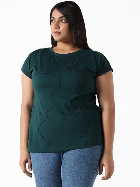 gia by westside bottle green slim fit bella t-shirt