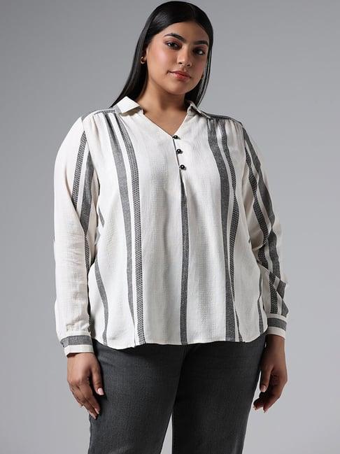 gia by westside cream striped blouse