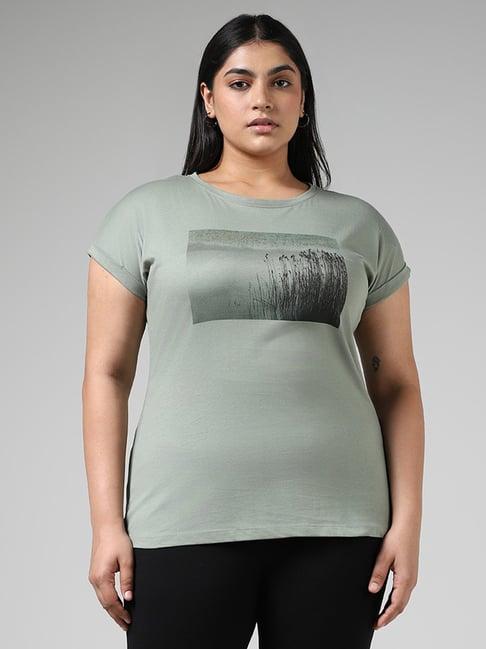 gia by westside digital printed green t-shirt