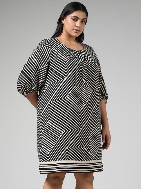gia by westside geometric striped black dress