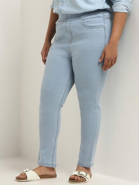 gia by westside light blue slim fit mid rise jeggings