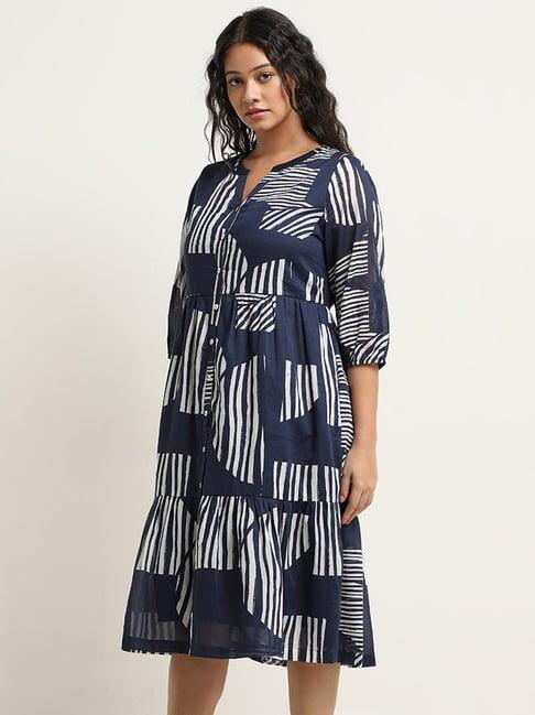 gia by westside navy abstract design tiered cotton dress