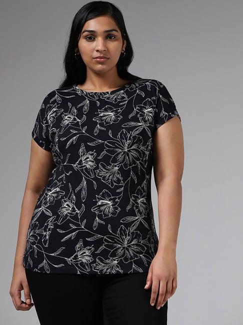 gia by westside navy floral printed t-shirt