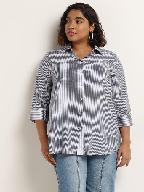 gia by westside navy striped shirt