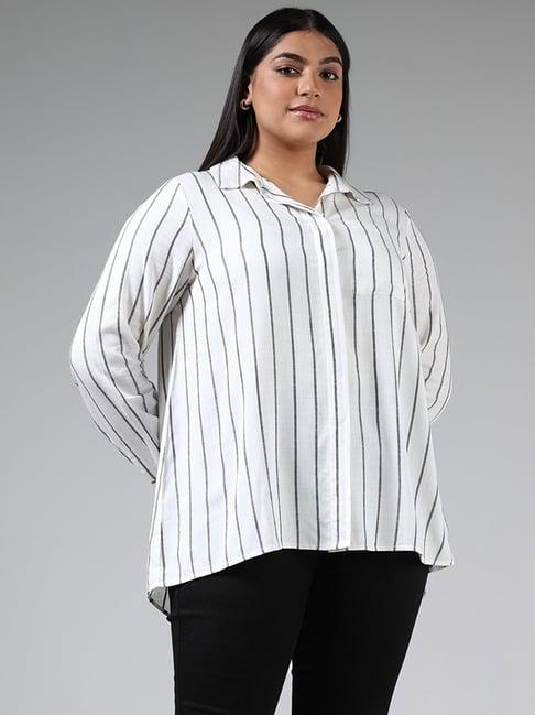 gia by westside off white striped high low shirt