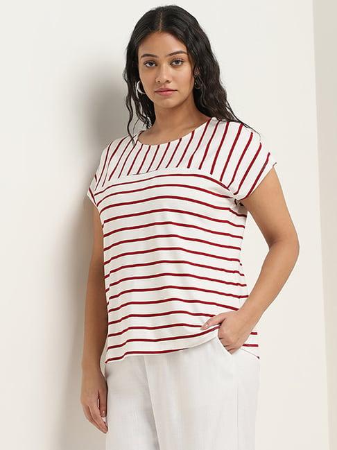 gia by westside off-white striped t-shirt