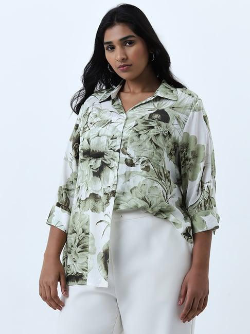 gia by westside olive floral printed shirt