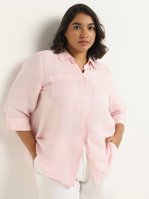 gia by westside plain light pink shirt