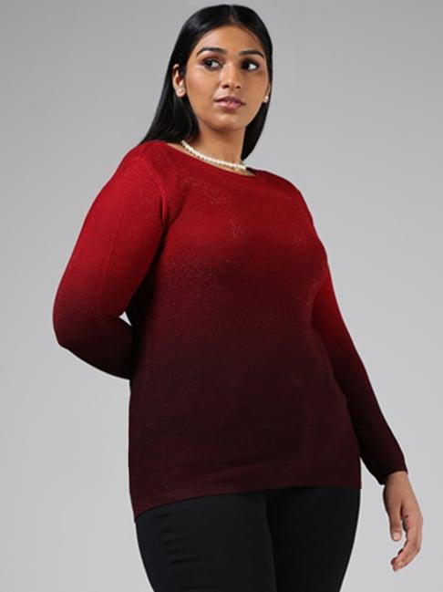 gia by westside red & maroon ombre sweater