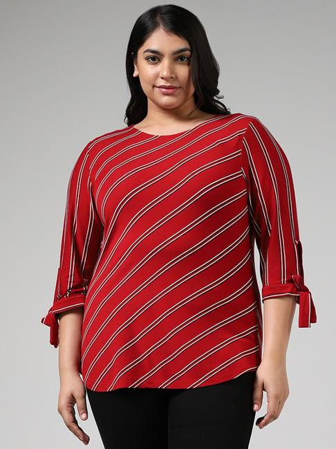 gia by westside red dual-striped top
