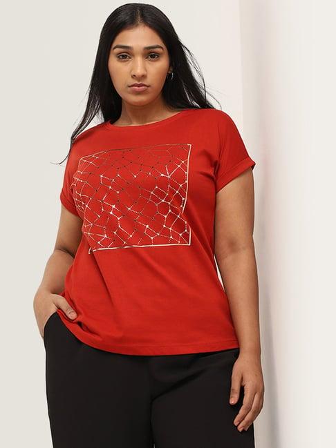 gia by westside red printed t-shirt