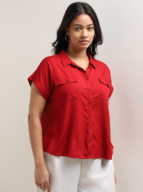 gia by westside red textured shirt