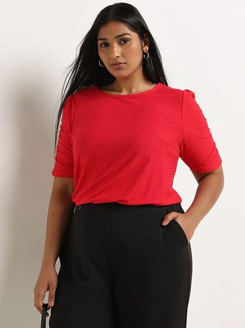 gia by westside red tufted cotton top