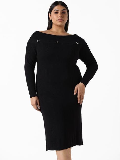 gia by westside solid black boat neck dress