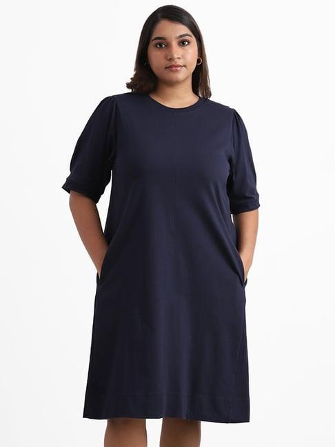gia by westside solid navy jeanson dress
