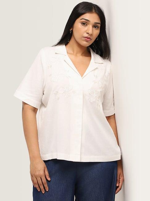 gia by westside white embroidered shirt