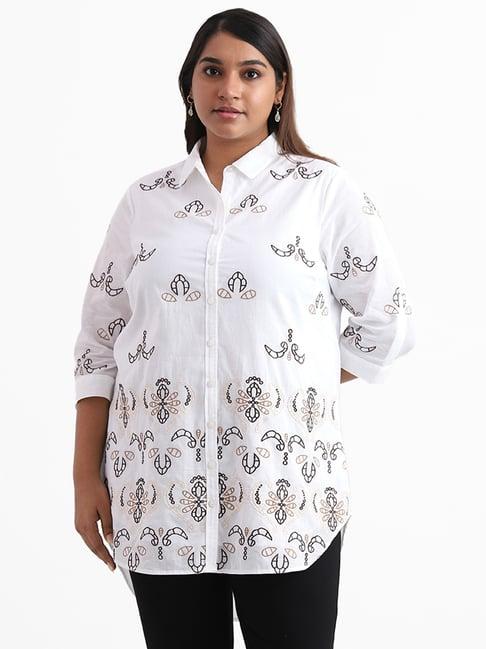 gia by westside white marsh printed shirt