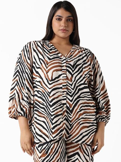 gia by westside white multicolor printed relaxed fit mabel blouse shirt