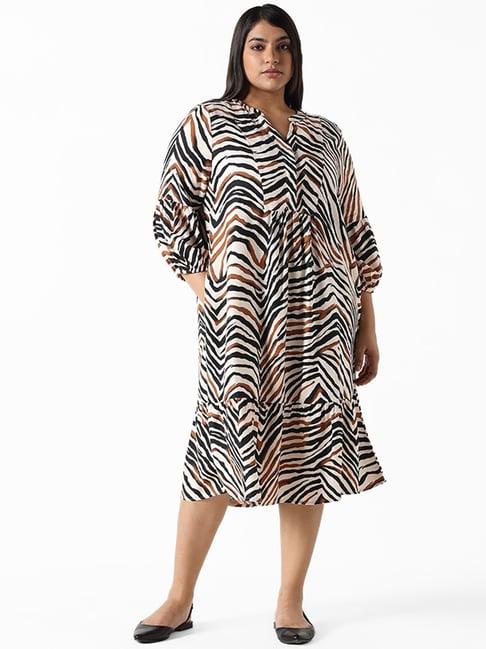 gia by westside white multicolored printed relaxed fit figaro dress