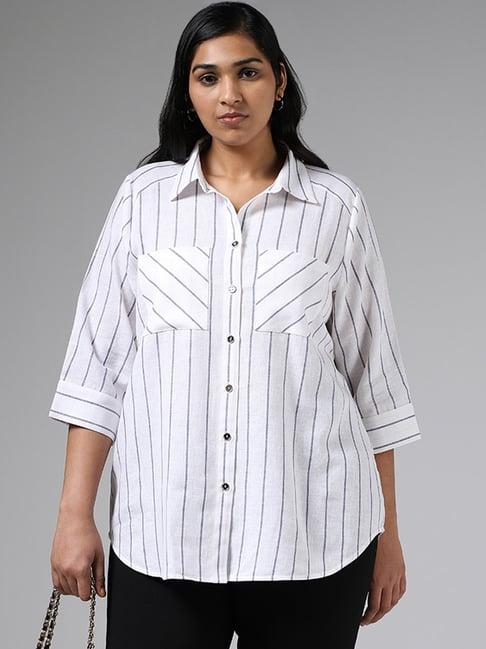 gia by westside white striped shirt