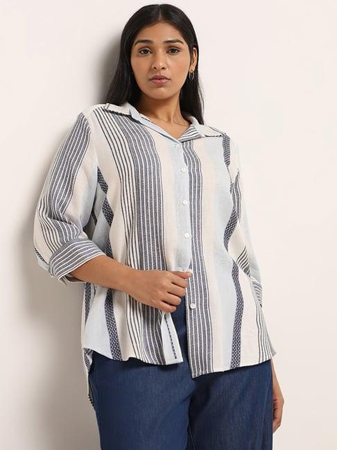 gia by westside white striped shirt