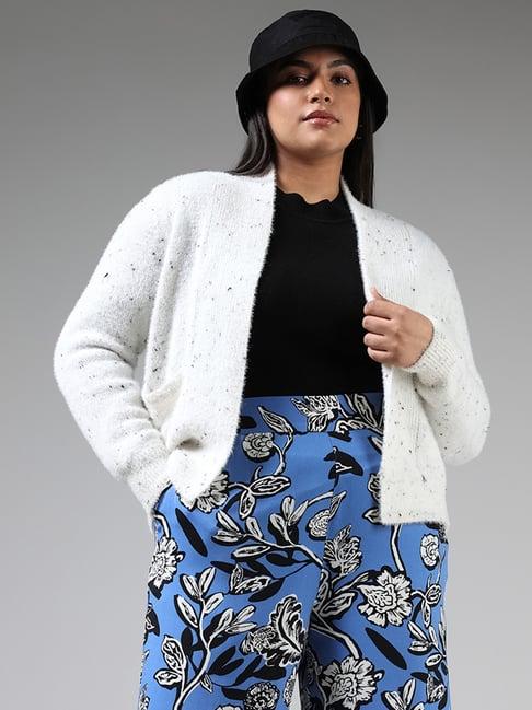 gia by westside white textured open collar fur shrug