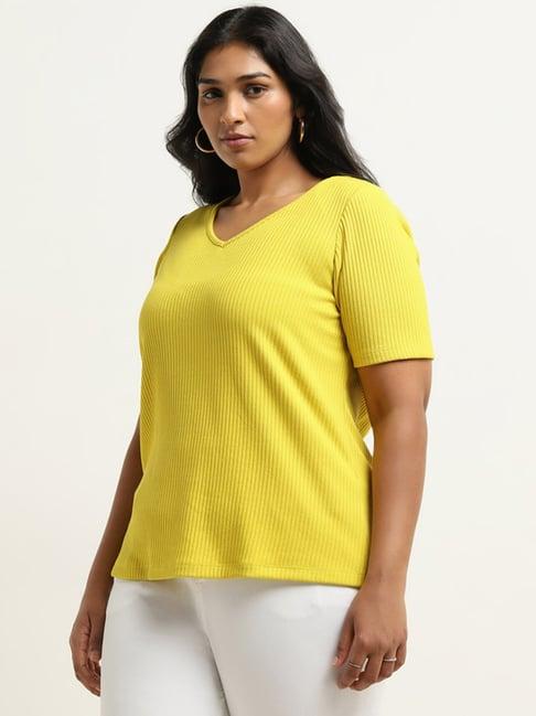 gia by westside yellow ribbed t-shirt