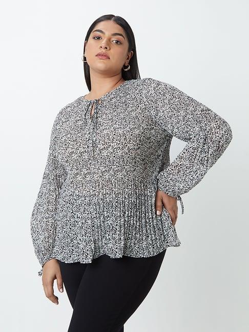 gia curves by westside black floral print top