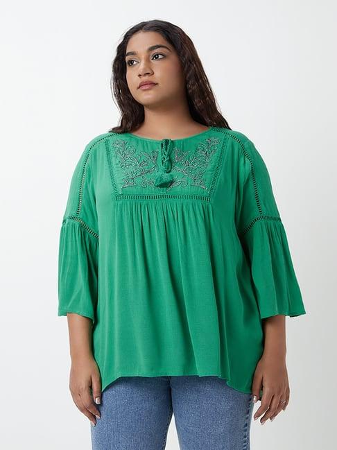 gia curves by westside green embroidered peasant top