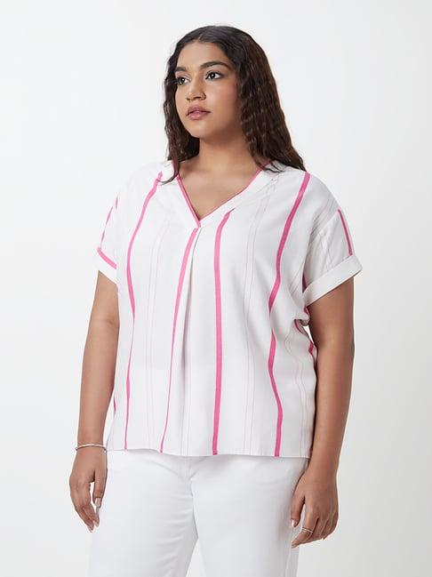 gia curves by westside white striped top
