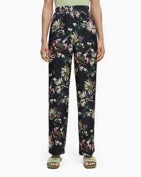 gia wide-leg printed silky trousers