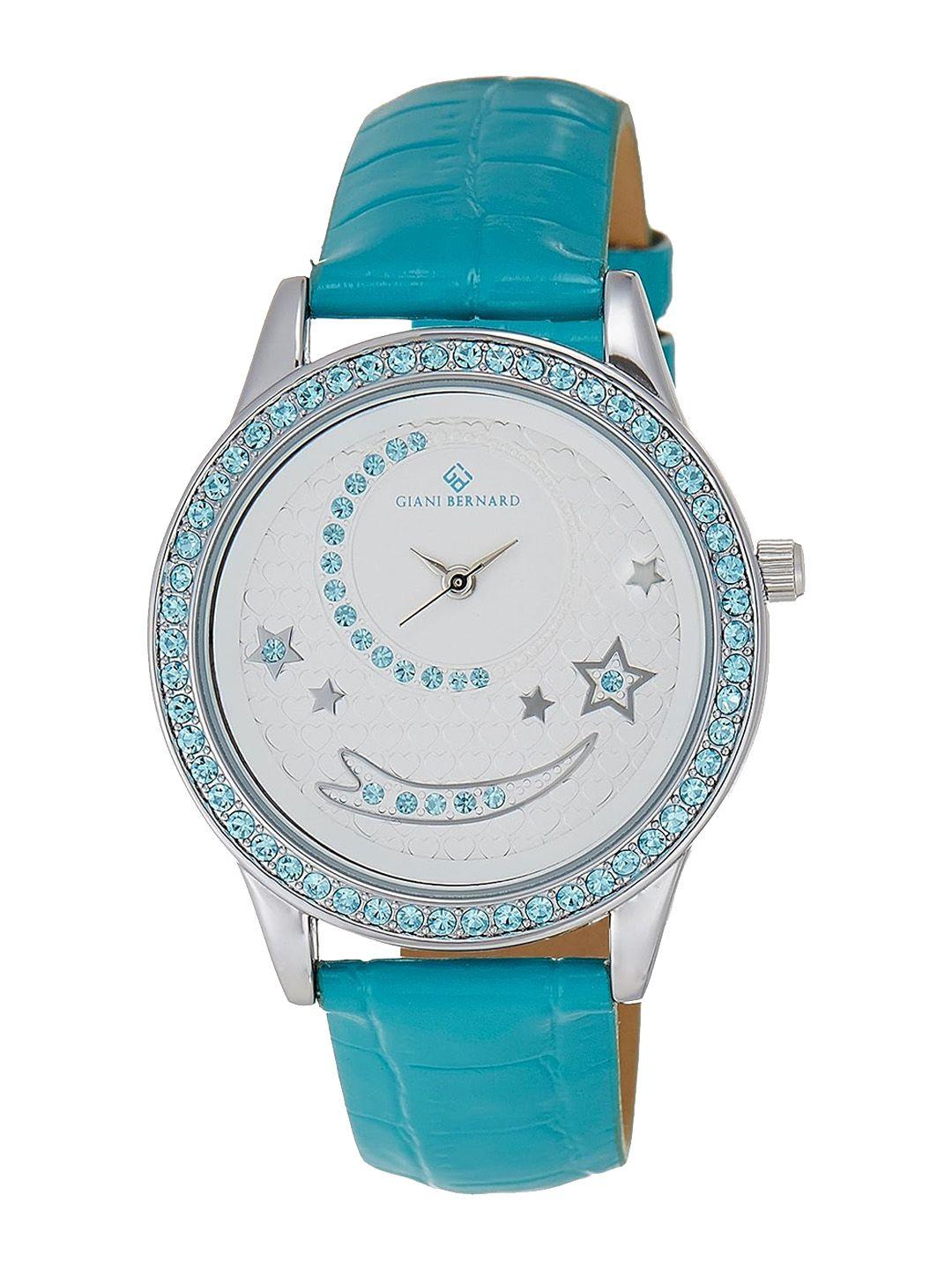 giani bernard women embellished leather straps analogue watch gbl-02h