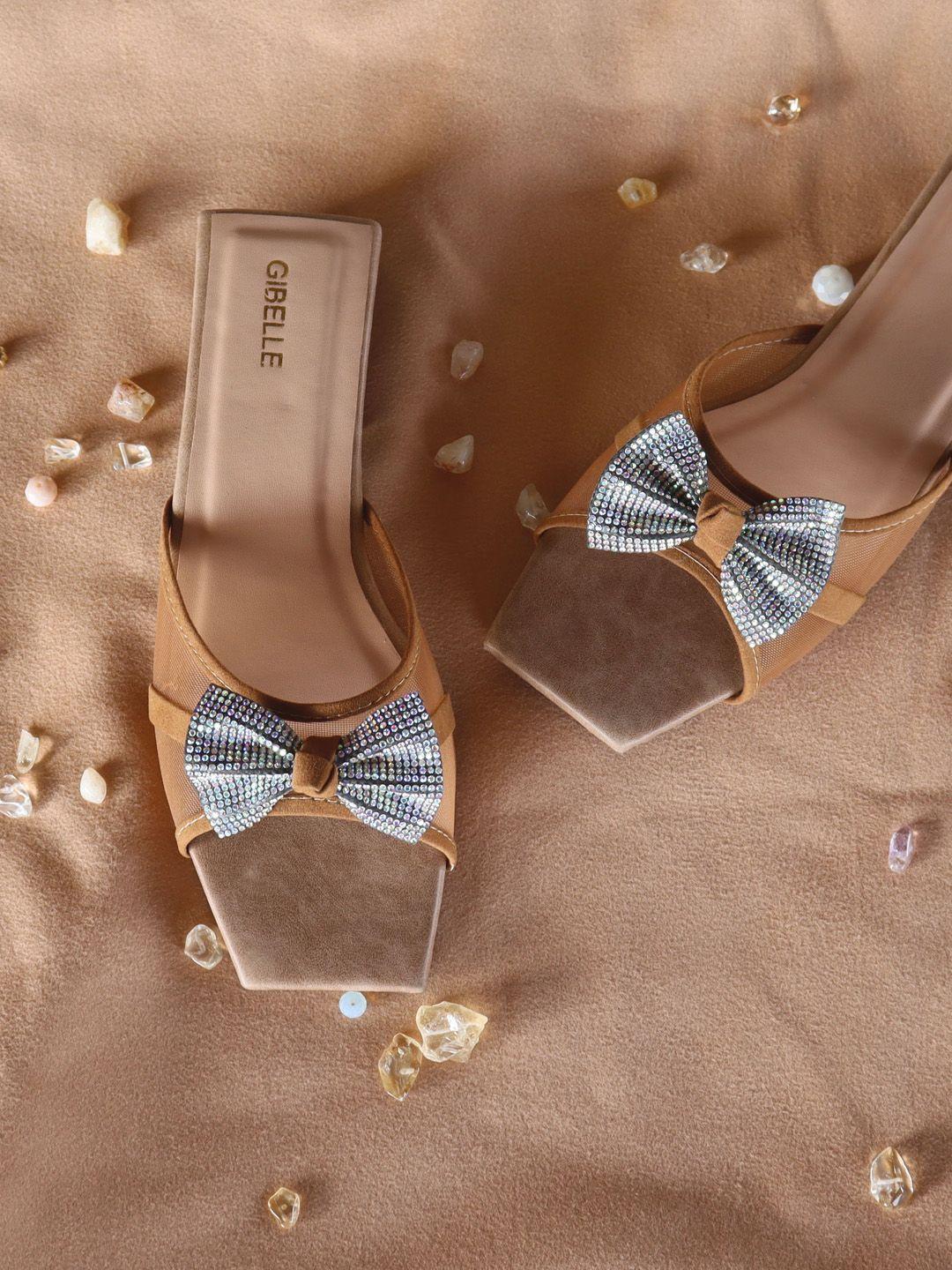 gibelle embellished open toe flats with bows