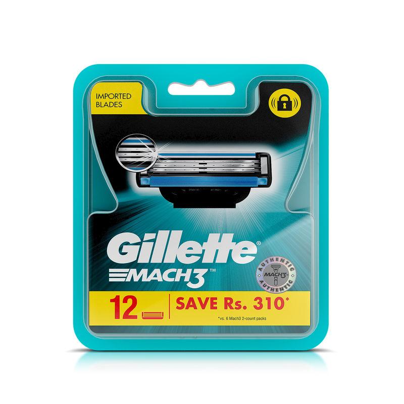 gillette mach 3 manual shaving razor blades (cartridge) 12s pack (save rs.310)