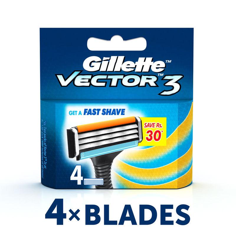 gillette vector 3 manual shaving razor blades (cartridge) 4s pack (save rs.30)