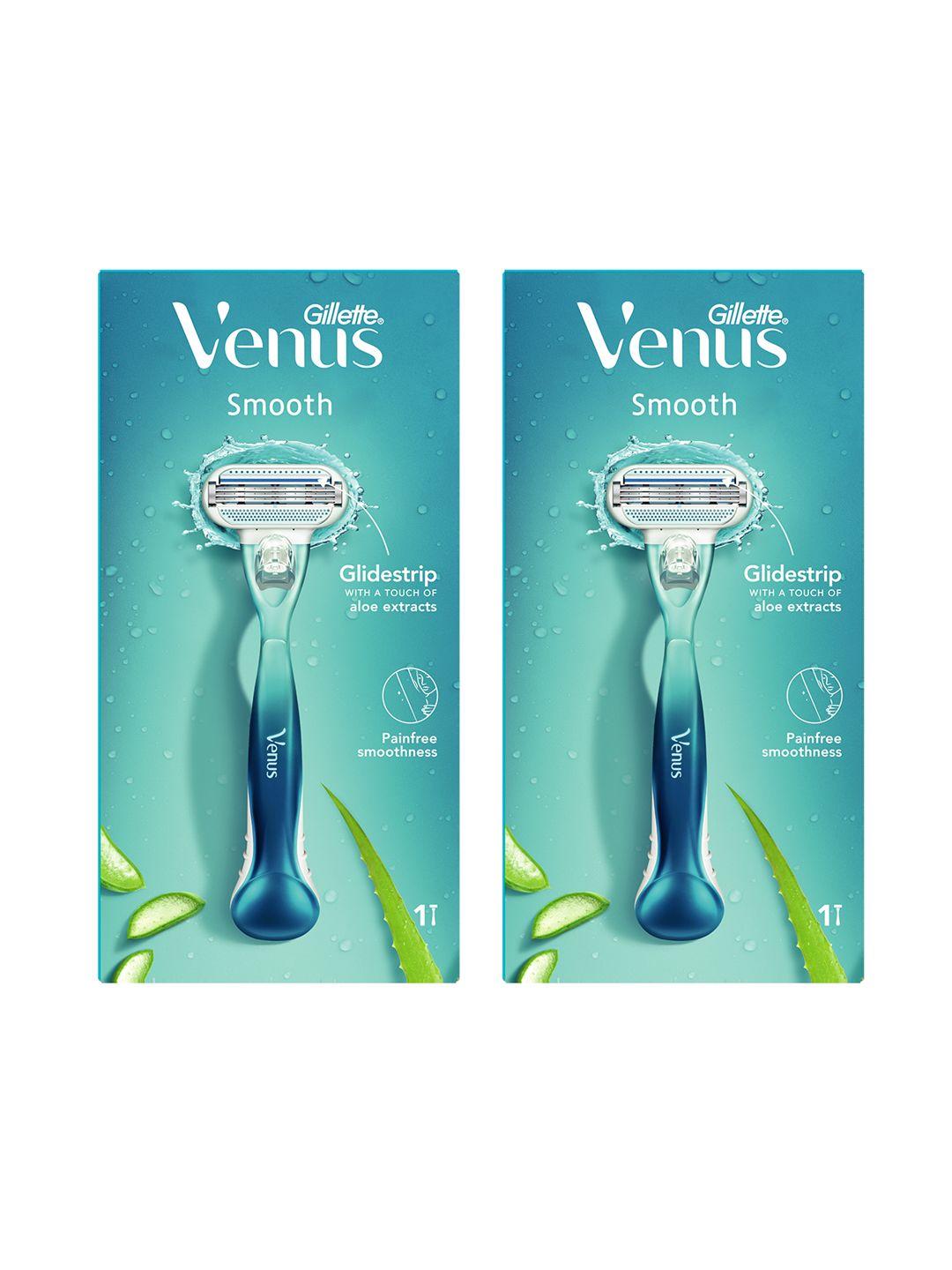 gillette venus women set of 2 smooth hair removal razor with aloe extracts - blue