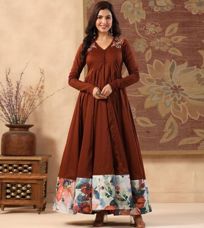 gillori brown additional gala long kalidaar dress