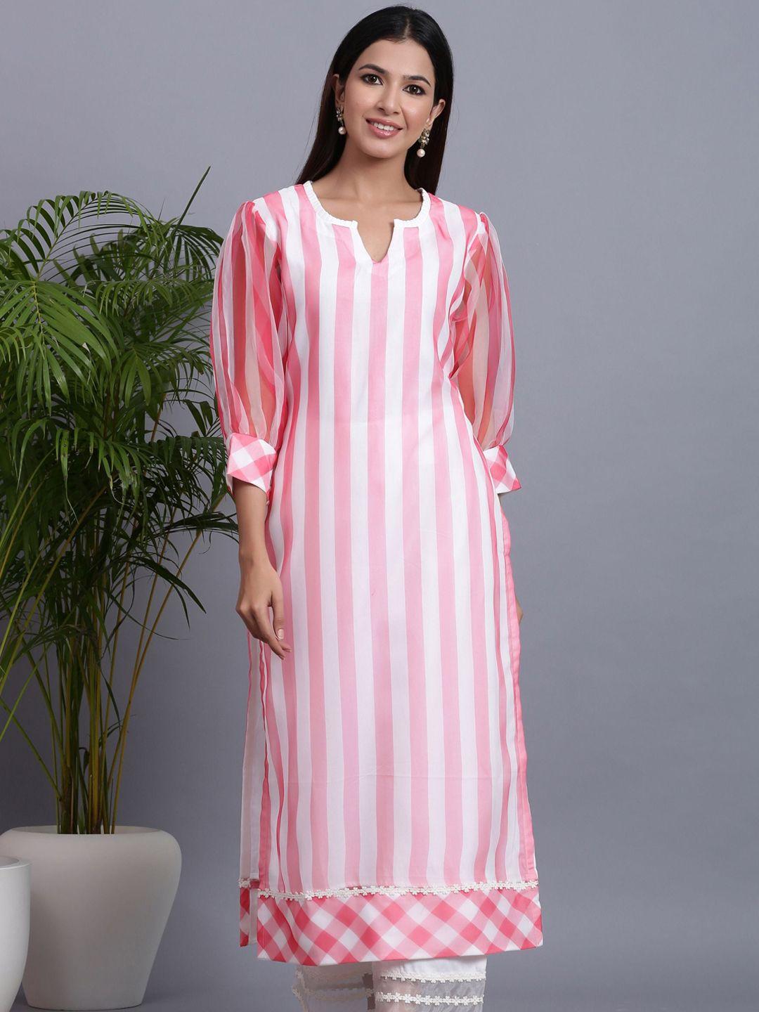 gillori striped puff sleeves kurta with palazzos