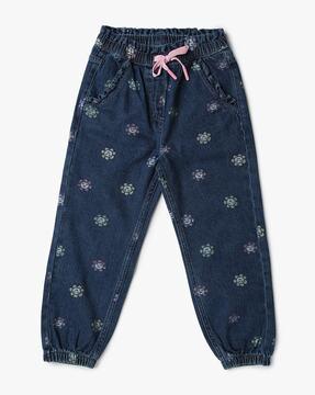 gilrs printed relaxed fit jogger jeans