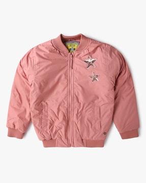 gilrs sequinned embellished bomber jacket