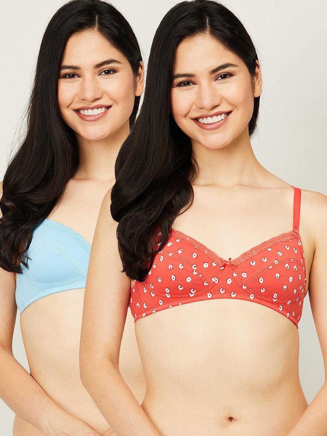 ginger by lifestyle blue & coral floral bra