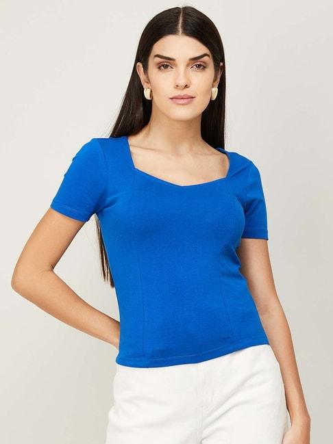 ginger by lifestyle blue regular fit top