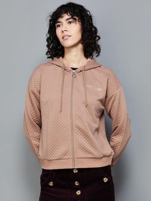 ginger by lifestyle brown quilted hoodie